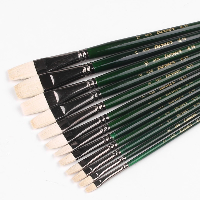 透纳水彩笔水粉笔羊毛水彩画笔底纹刷平头扁头6支装一套装油画刷