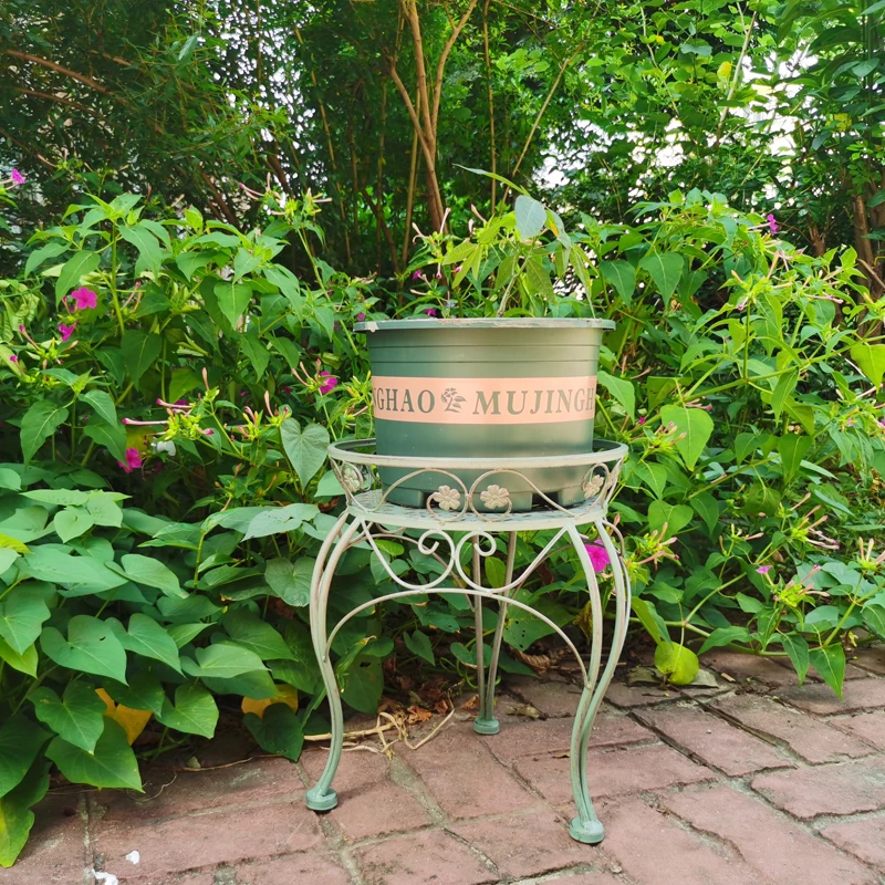 室内阳台绿植园艺花架三足花凳花几园林庭院架子单层铁艺花盆架