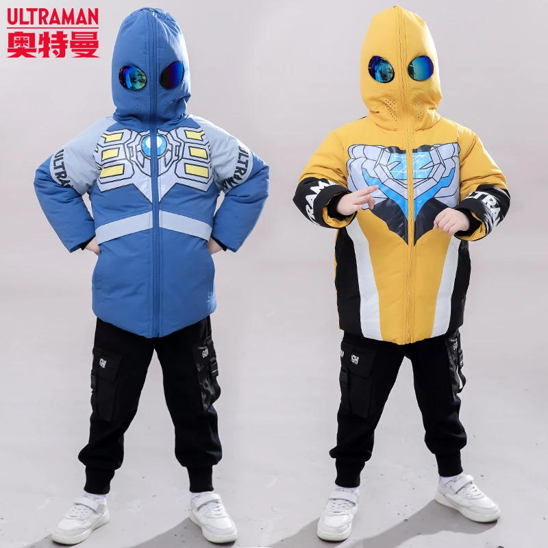 正版奥特曼童装男童冬装棉衣加厚棉服冬装中长款衣服保暖防风外套
