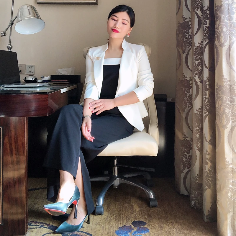 BL立领百搭西装高端白色气质职业时尚修身小西装休闲工作韩版套装