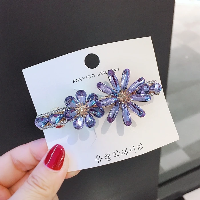 希善 锌合金发饰 中号发卡发夹小清新花朵弹簧夹顶夹发饰头饰