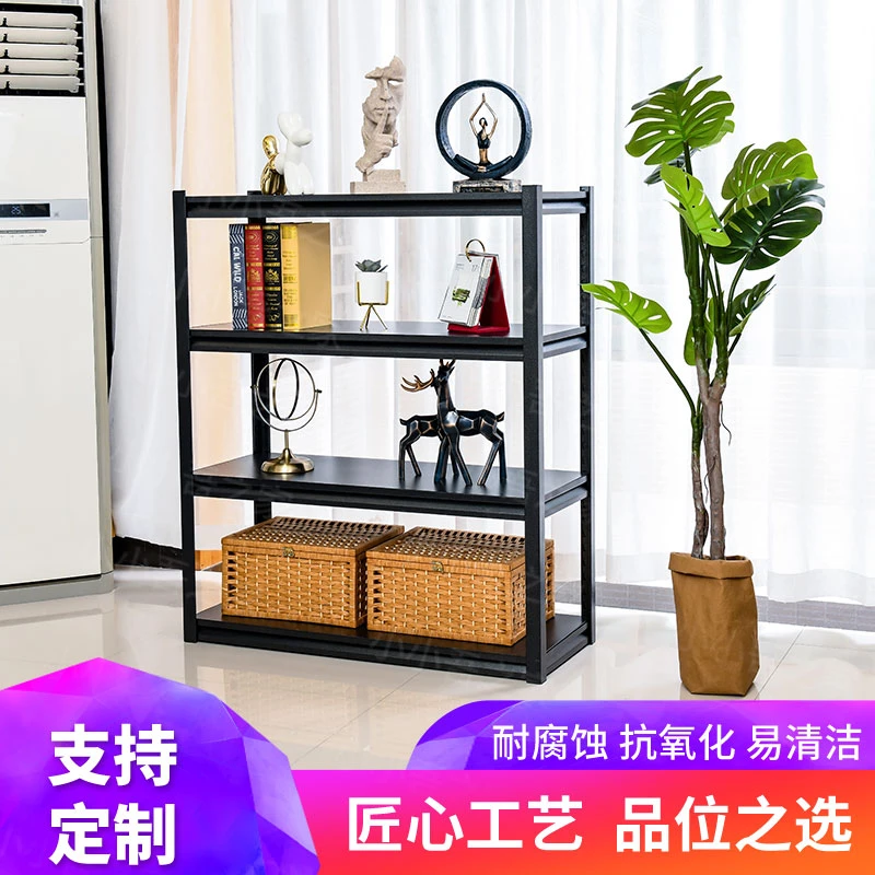 加厚黑色碳钢客厅厨房置物架金属收纳架微波炉烤箱收纳架子落地式