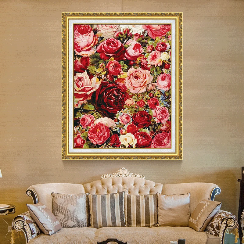 KS十字绣花团锦簇玫瑰植物花卉自己绣线绣