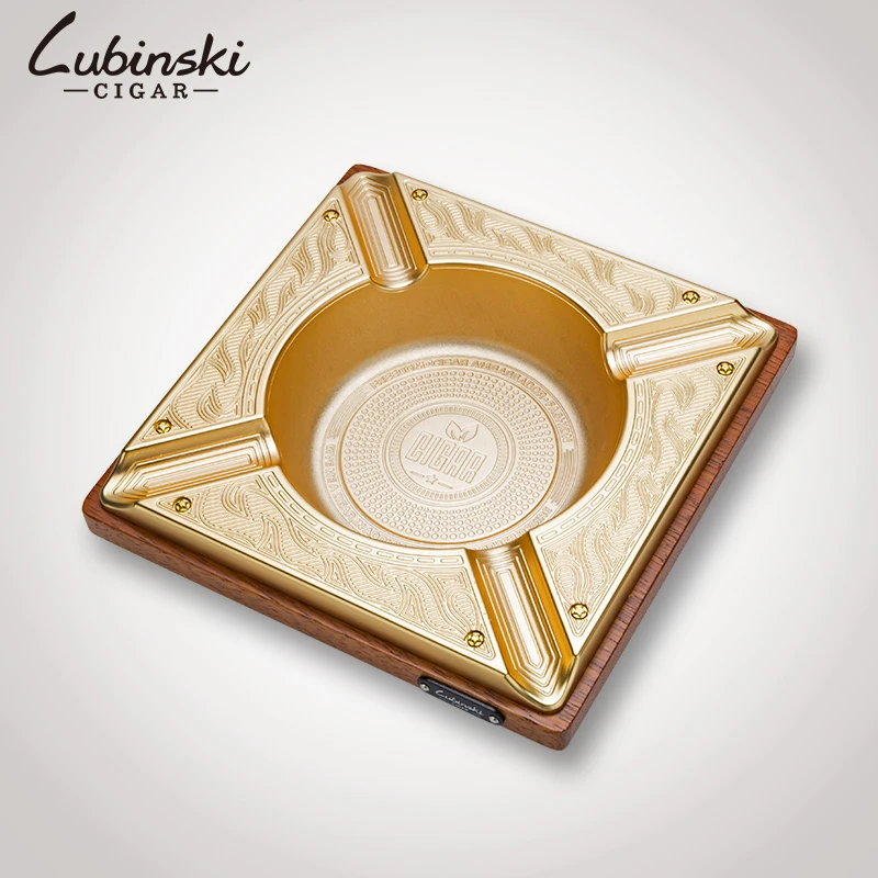 LUBINSKI菠萝格+锌合金雪茄烟灰缸 YJA-20004
