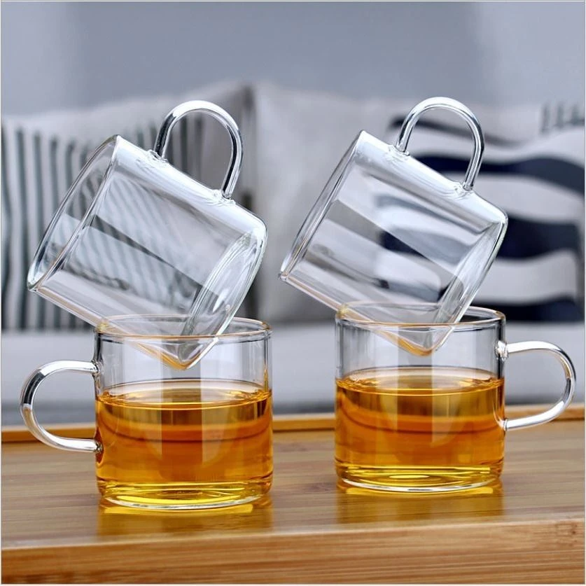 耐热玻璃茶杯带把透明品茗杯主人杯家用功夫茶具套装【破损包赔】