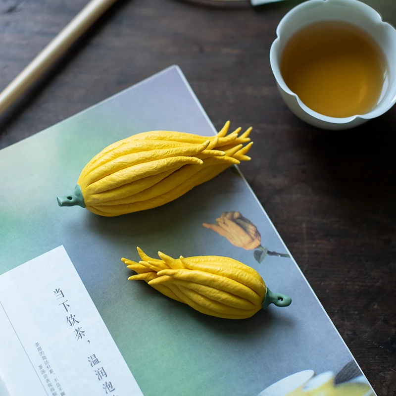 手捏佛手瓜陶瓷家用点缀个性香插功夫茶道摆件
