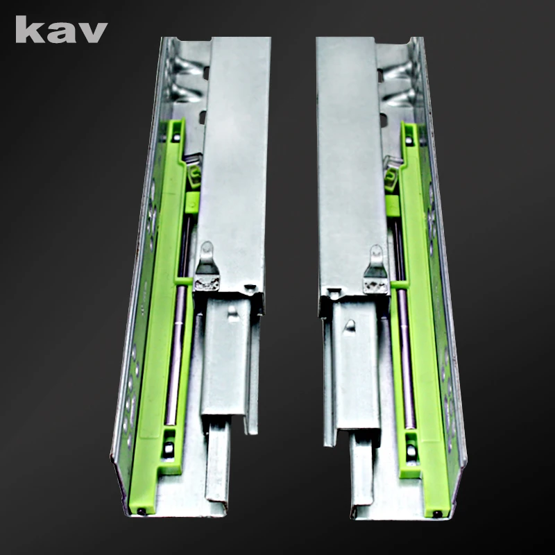 kav三节全拉出轨道隐藏式阻尼托底滑轨缓冲抽屉滑道导轨