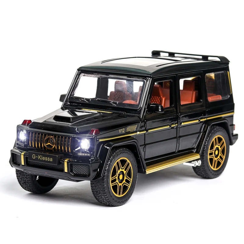 1:24奔驰G63合金车模声光回力开门汽车模型摆件金属玩具