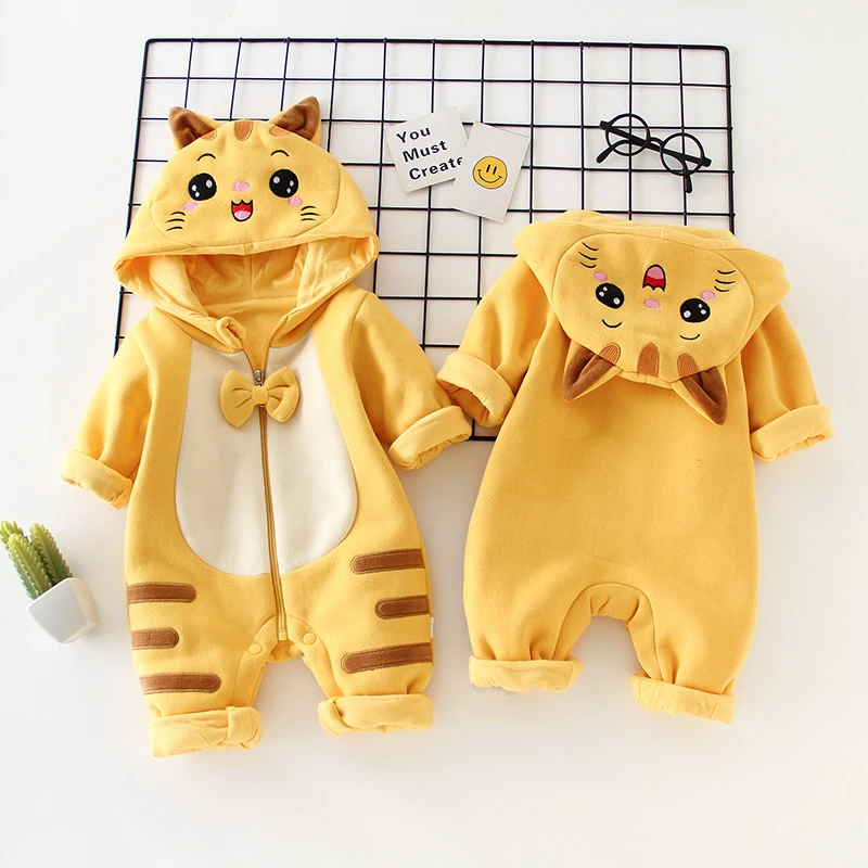 新生儿衣服春秋冬季幼儿哈衣爬服可爱超萌宝宝保暖卡通满月连体衣