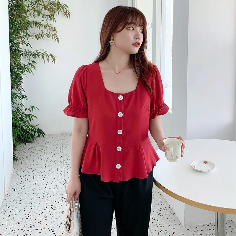 胖女孩显瘦的衣服雪纺衫2396