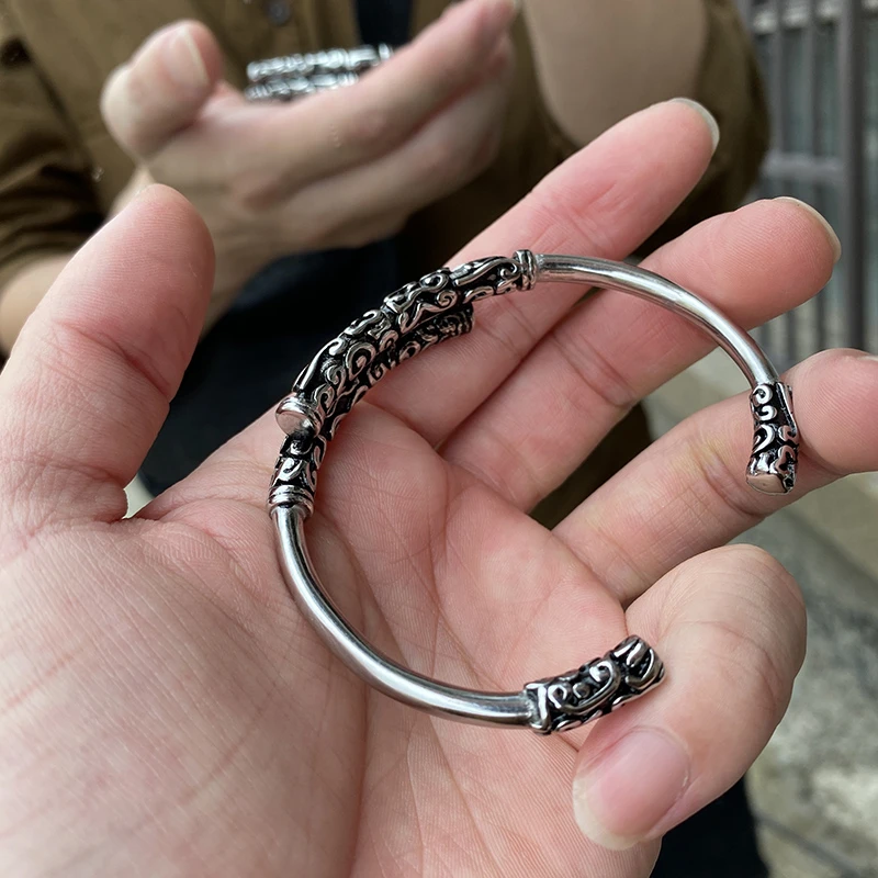 清然记 时尚潮男手环个性嘻哈钛钢手镯男生配饰