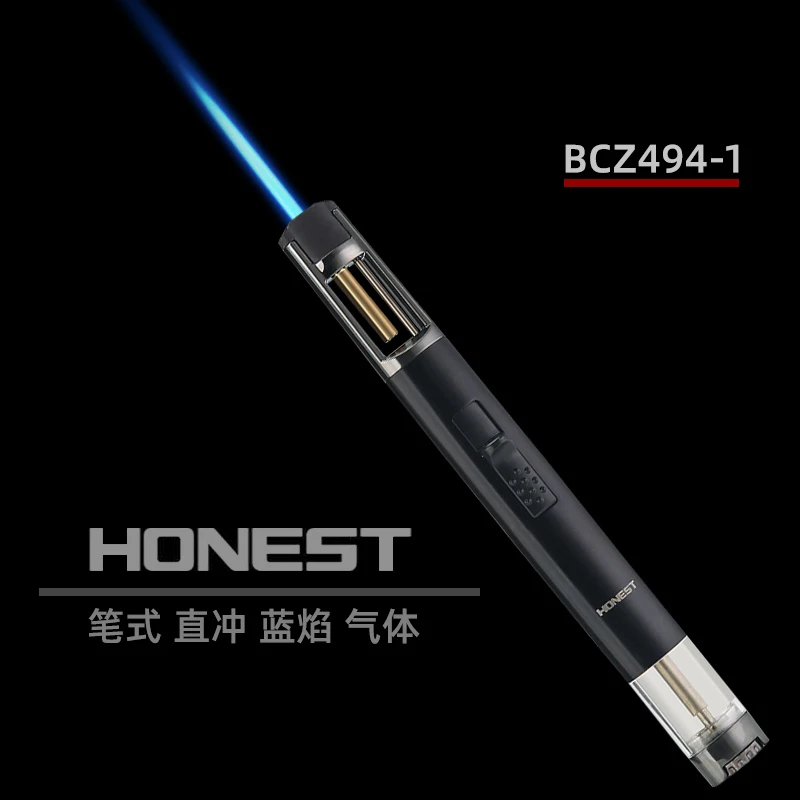 百诚笔式打火机焊枪充气耐高温雪茄点烟器直冲防风打火机创意个性