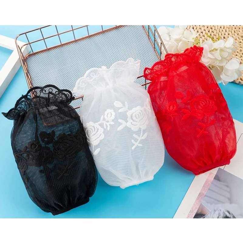 蕾丝袖套短款女ins潮短款刺绣蕾丝双层防污防脏袖头纯色套袖