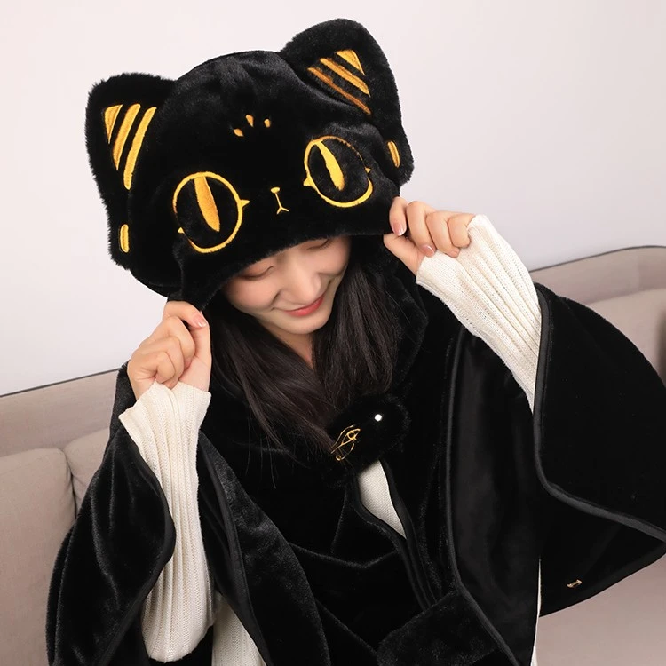 盖亚·安德森萌猫披肩毛绒毛毯四季款居家办公常备