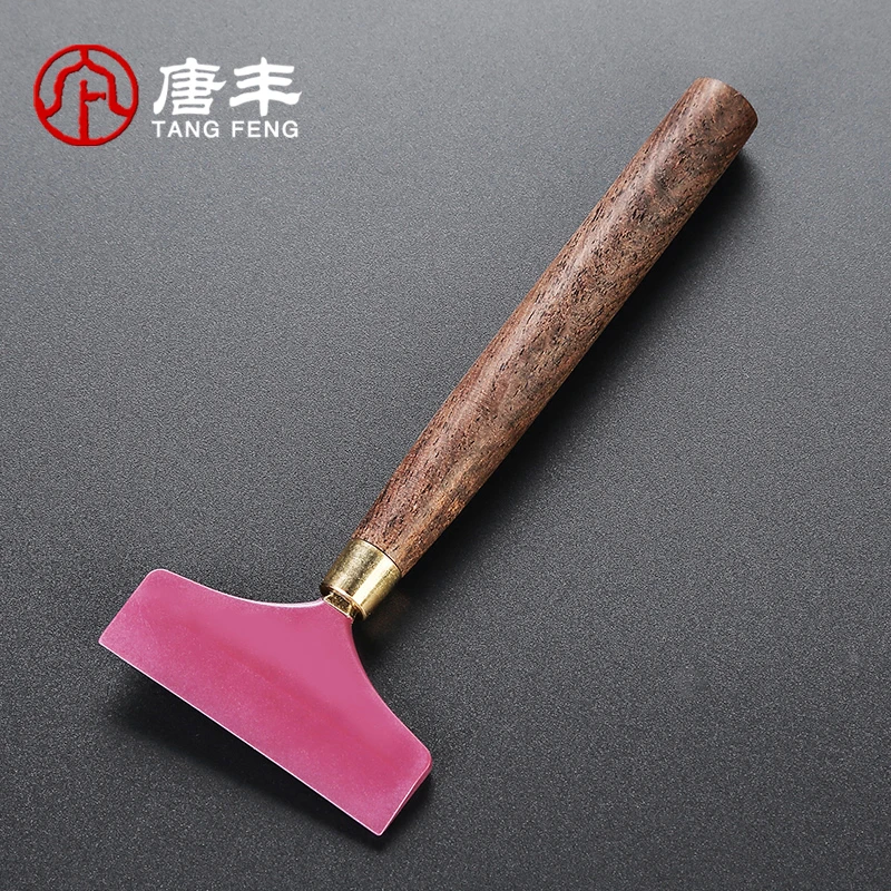 唐丰橡胶茶刮黑檀实木长柄刮水刷茶盘清理刷茶水刮茶具积水扫水器