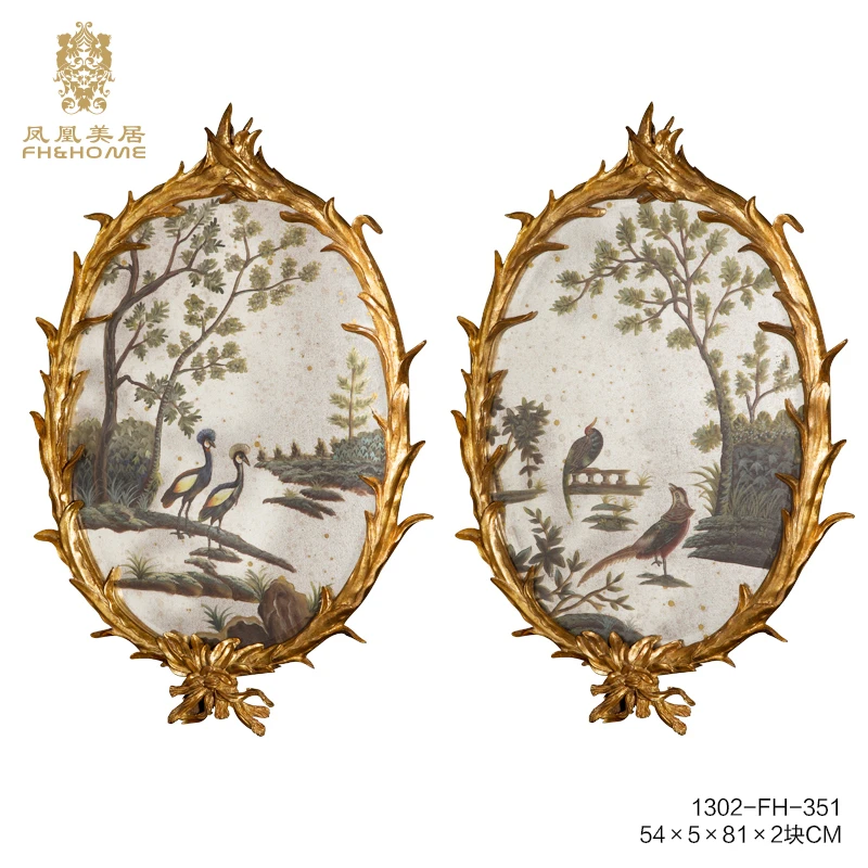 FH&HOME/凤凰美居欧式奢华手滑椭圆形挂画家居客厅玄关壁画装饰画