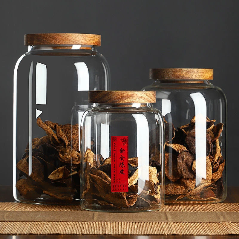 玻璃瓶带盖食品级密封罐储物收纳罐家用防潮茶叶罐药材陈皮储存罐