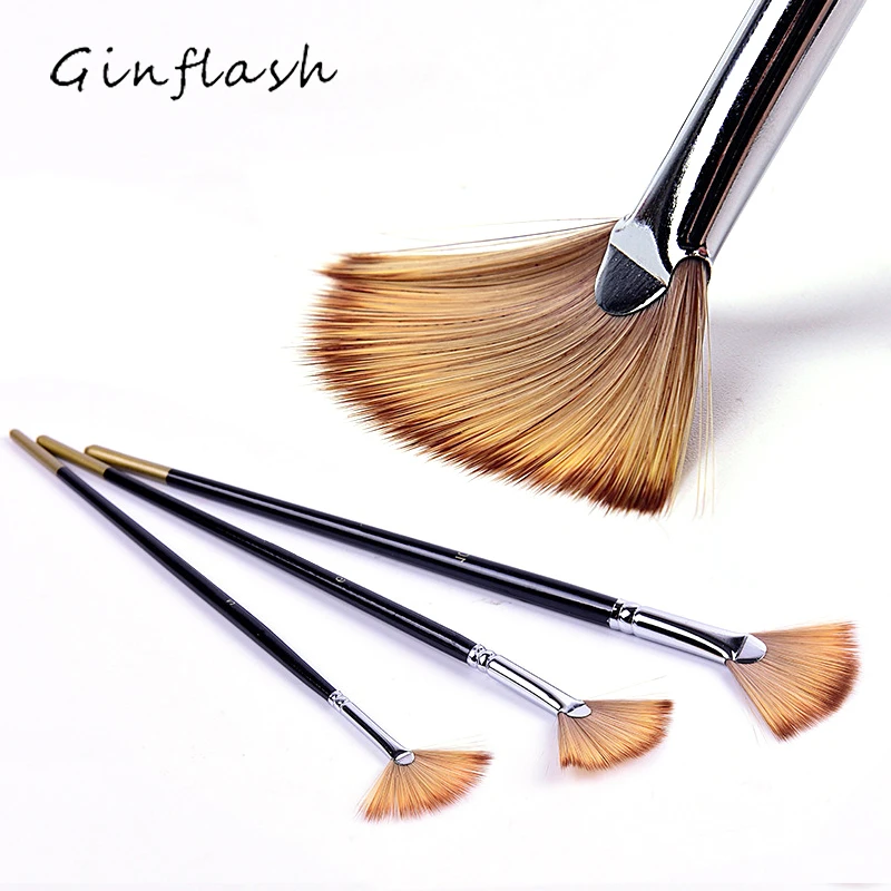 Ginflash3/5/9支扇形画笔 尼龙毛水粉笔 油画丙烯笔套装
