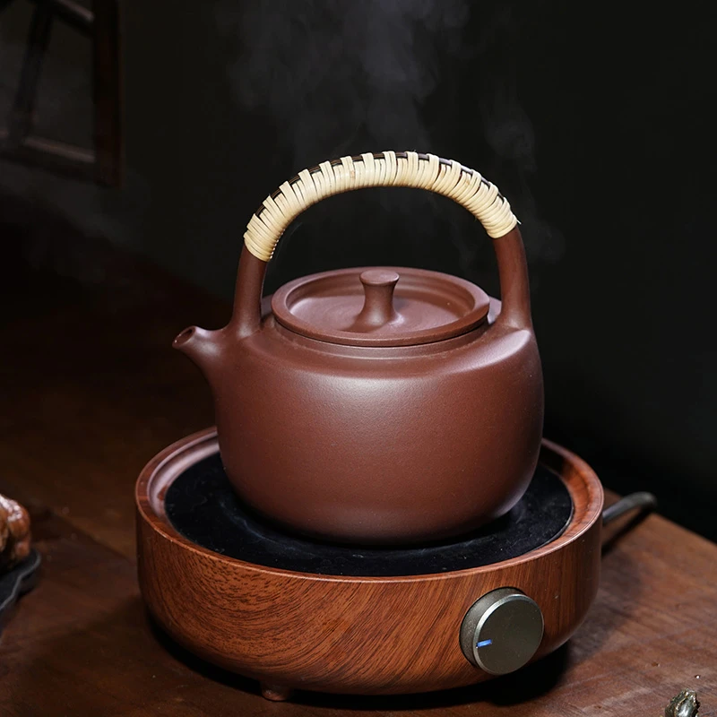 松林外紫砂茶台烧水壶一体式提梁紫砂壶原矿紫泥大容量家用煮水壶