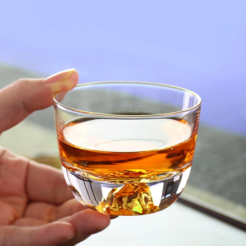 玻璃主人杯功夫茶杯男士杯子喝茶小杯单杯个人茶具藏金杯家用