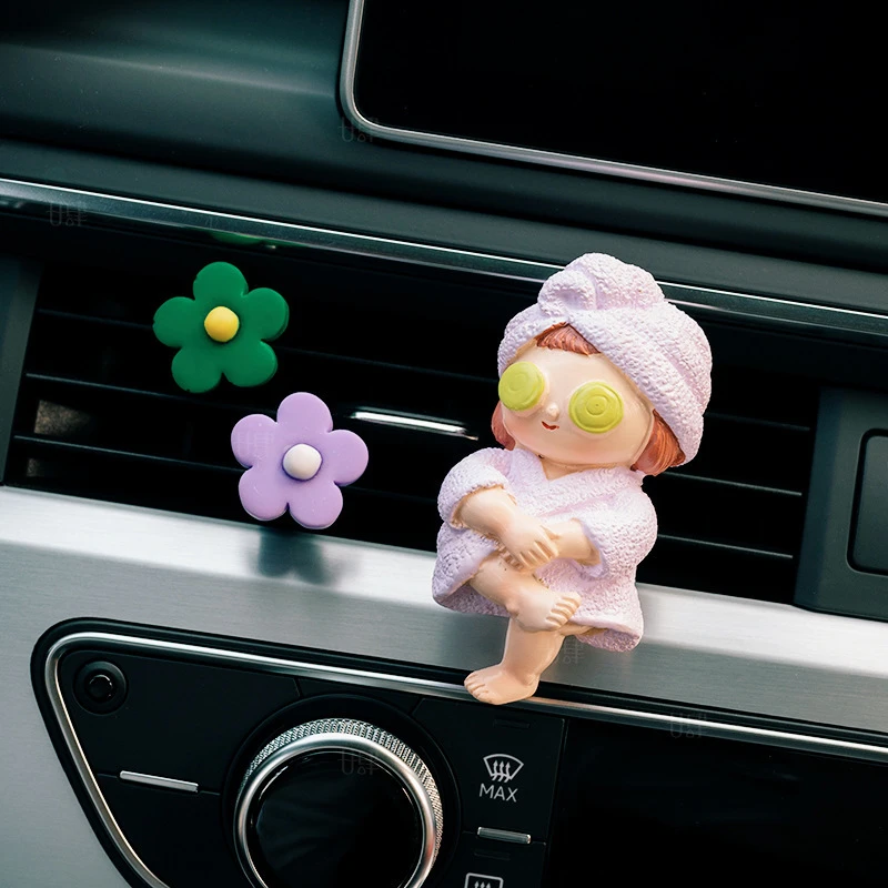 可爱汽车出风口创意卡通车载装饰品香水香薰空调摆件香味客厅款式