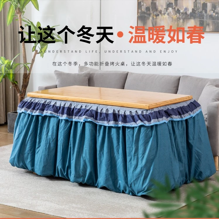 实木烤火桌子家用长方形折叠烤火架竹烤火桌简易冬季小户型取暖桌