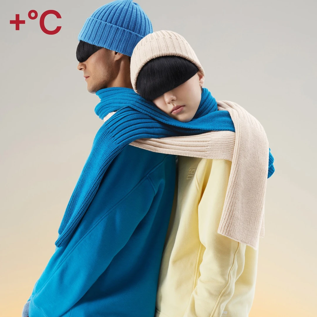 【积分0元兑】蕉内热皮302++围巾情侣拼接百搭围巾女-黑花灰均码