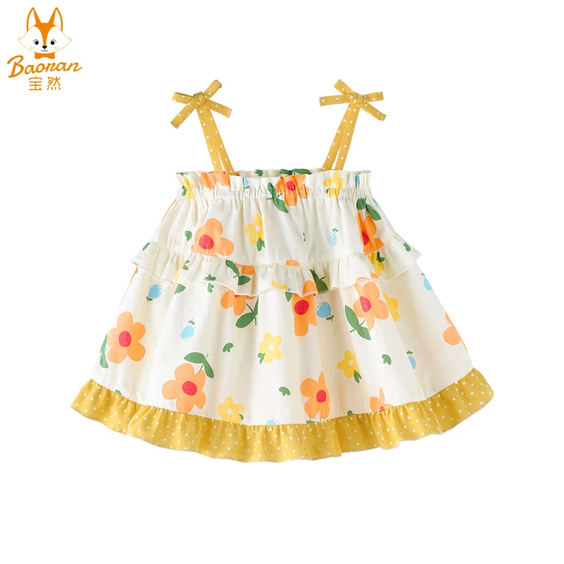 宝然女宝宝吊带衫夏季薄款1-5岁女童洋气小吊带婴儿背心裙衫3202