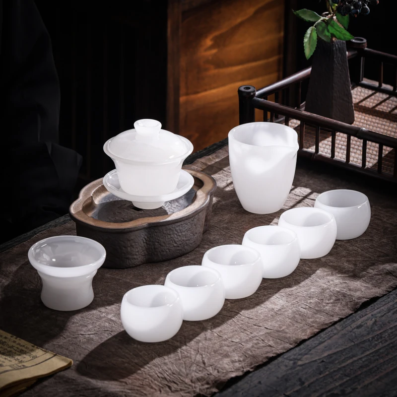 琉璃茶具套装家用功夫整套茶具轻奢礼盒装办公室用