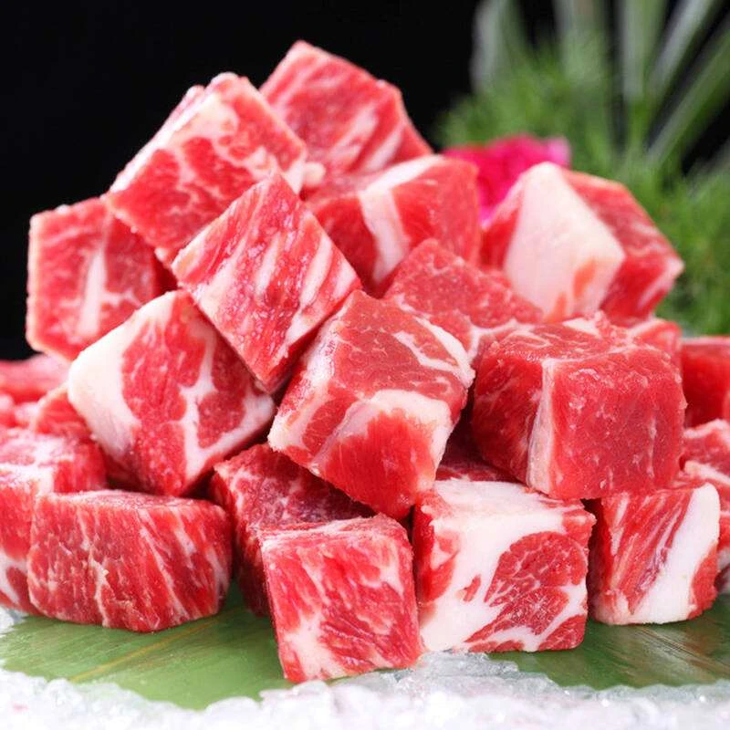 雪花牛肉粒现场实物称重 4斤起售