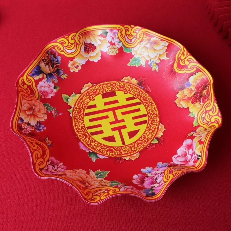 结婚果盘喜糖盘专用客厅红色婚礼用的喜盘子婚庆用品大全2024新款