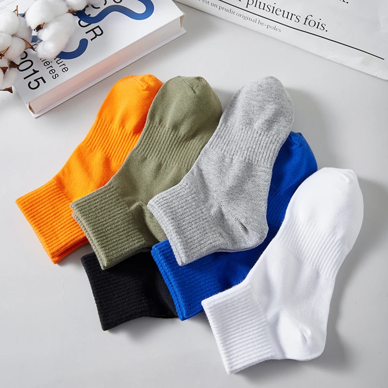 佐印棉品5双袜子男士中筒袜子舒适运动袜百搭防臭吸汗透气长袜