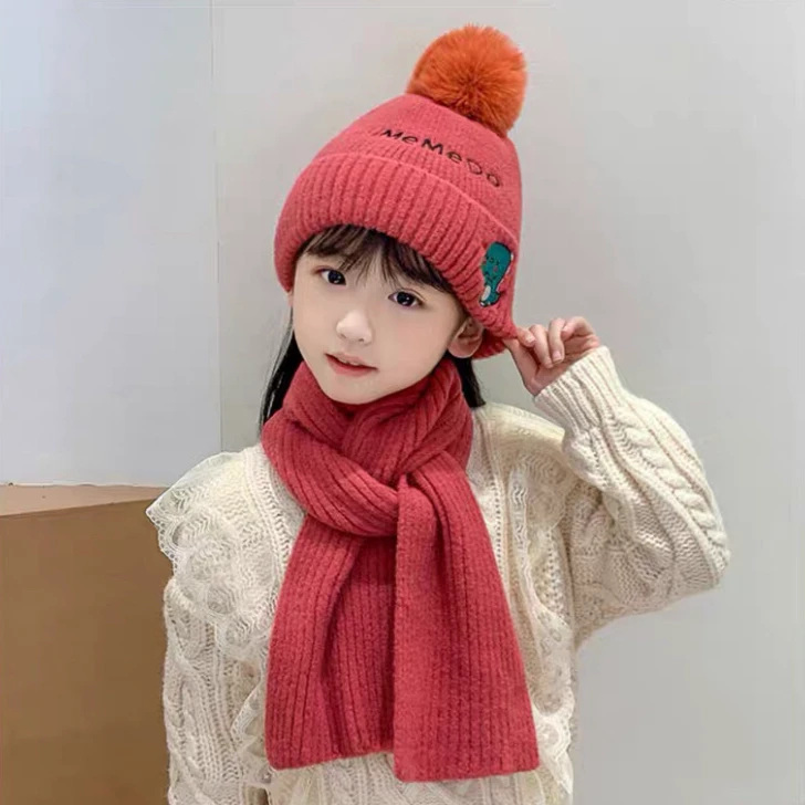 儿童毛线帽秋冬保暖帽子围巾套装男女宝宝针织帽加绒加厚防风护耳