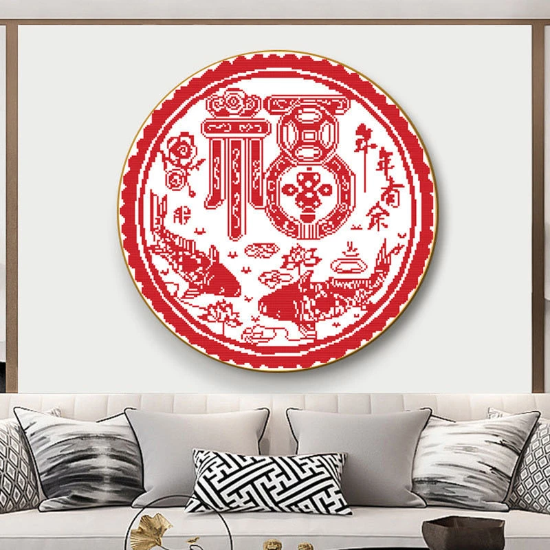 【金丝布】爱阁十字绣 年年有余鸿福版 家用手工客厅喜庆绣线中国风