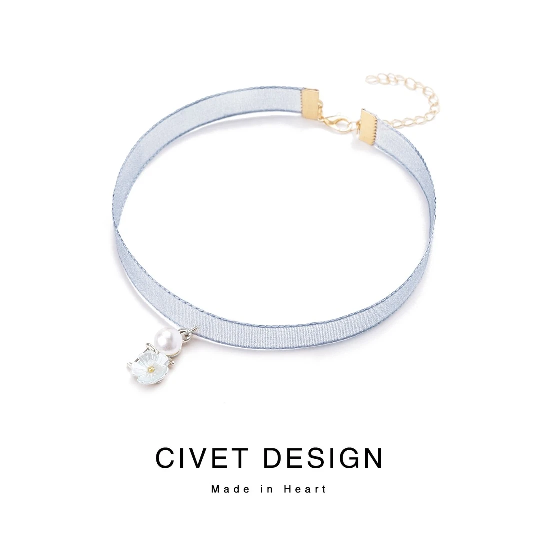 合金项链 少女可爱ins花朵颈带项链锁骨链百搭短款锁骨项圈choker