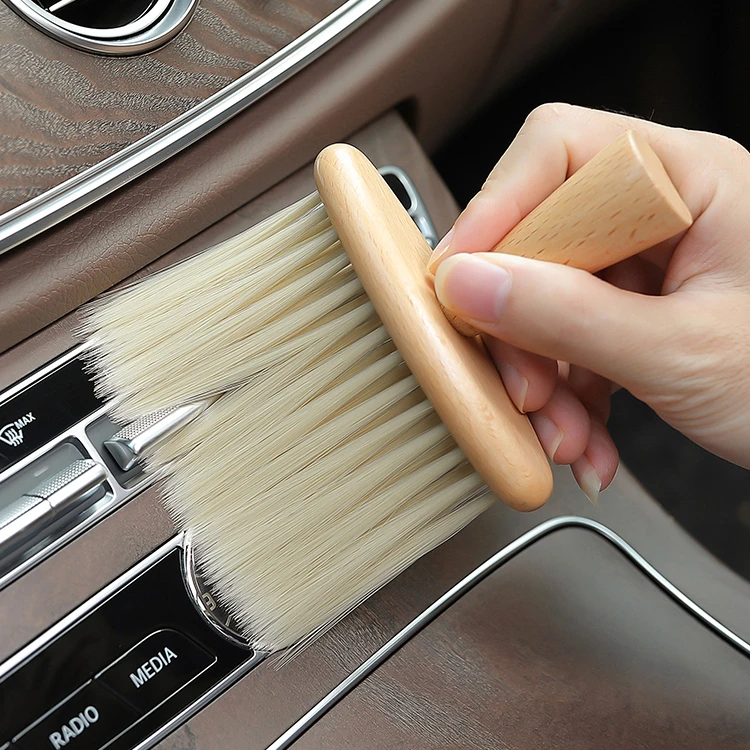 实木汽车除尘刷出风口车用扫灰神器软毛刷子内饰车载好物洗车用品