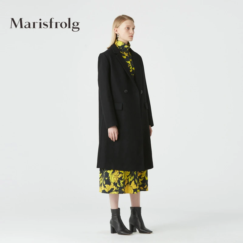 Marisfrolg玛丝菲尔双面外套设计师中长款秋冬双面呢呢子通勤大衣