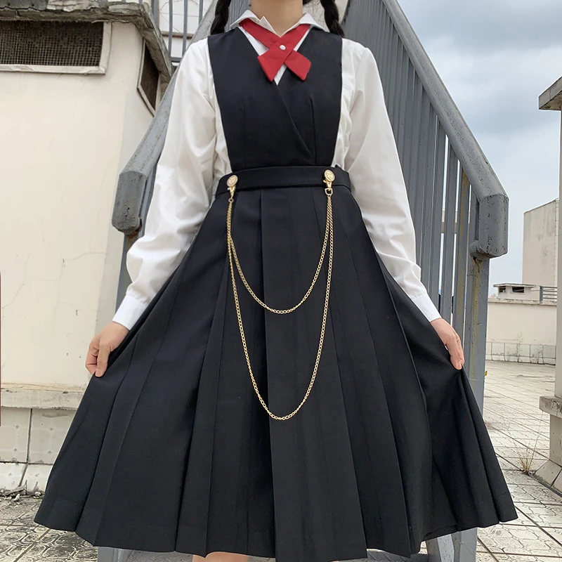 正版jk制服套装原创护奶裙背带连衣裙秋冬季节长袖日系学院风班服