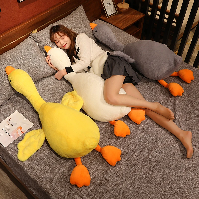 网红兔毛大白鹅抱枕毛绒玩具抱着睡公仔女生儿童床上睡觉夹腿玩偶