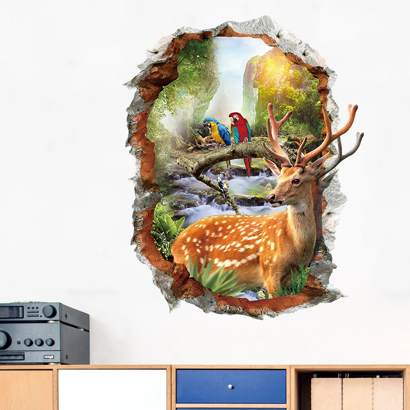3d立体墙贴创意简约背景墙装饰动物卡通星空贴画卧室走廊装饰贴纸
