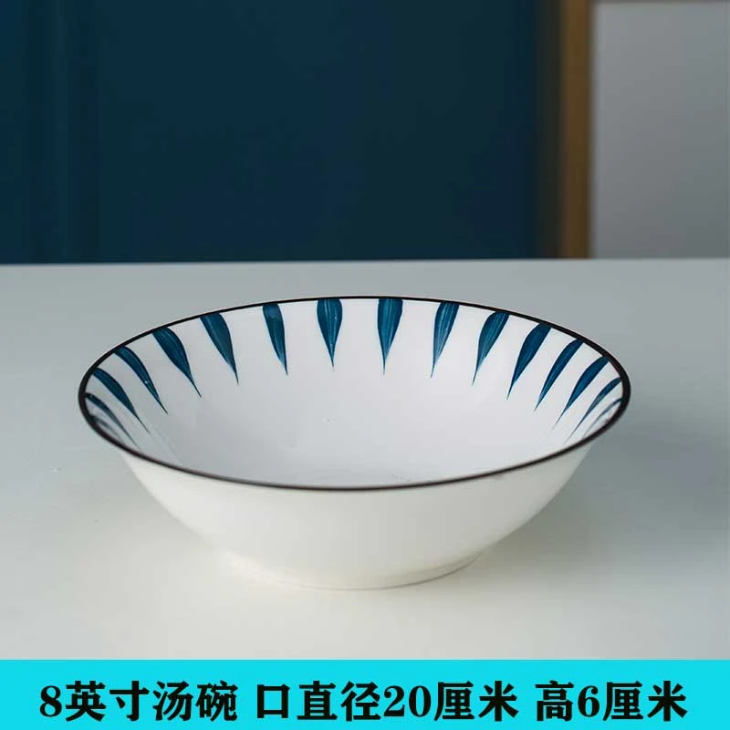 陶瓷大号汤碗家用斗笠碗釉下彩防烫可微波炉餐具套装个性网红碗