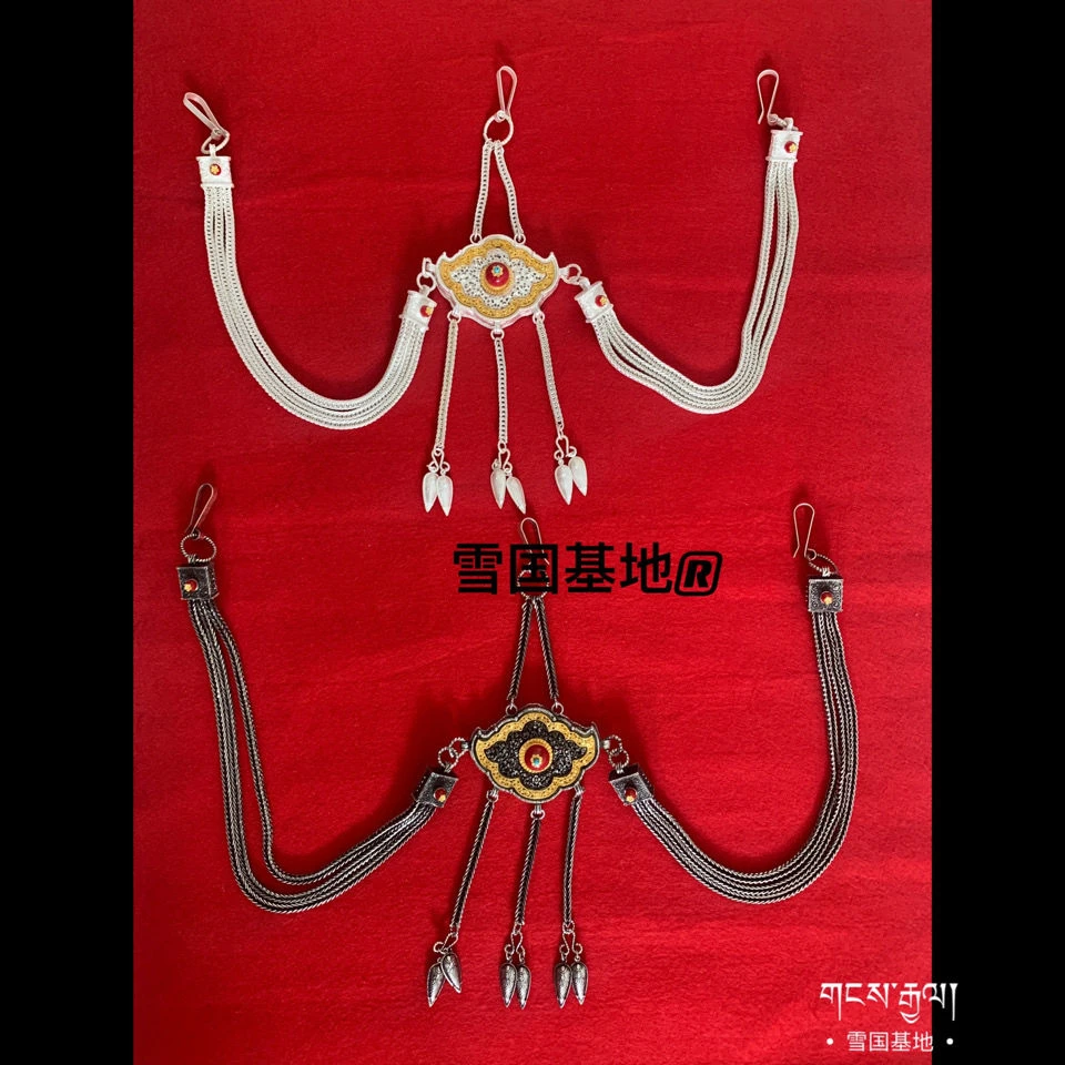 女士藏式仿古合金藏袍藏族服装表演裹裙民族风腰间配饰腰链挂件