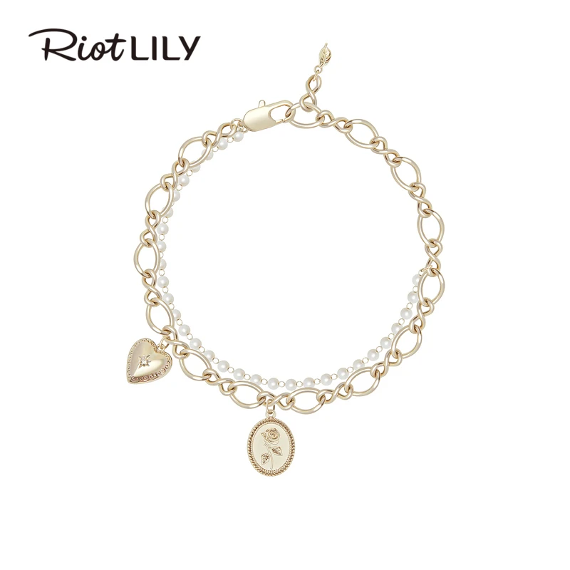 合金手链 Riotlily/艾特里里迪士尼真爱玫瑰系列优雅双链条手链