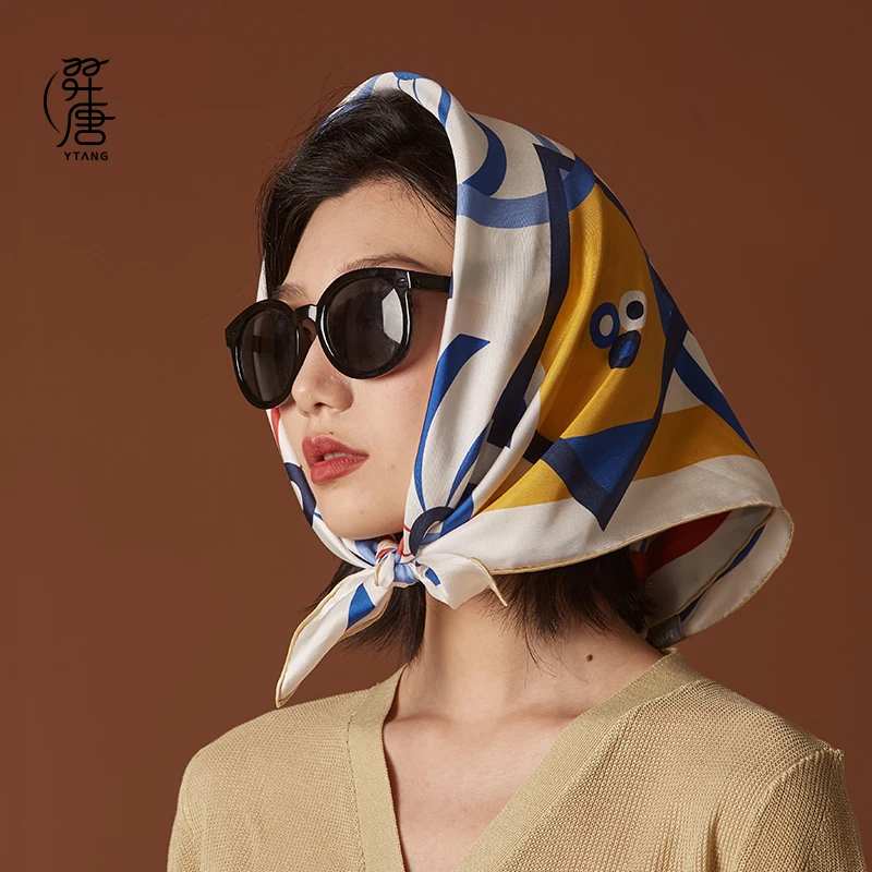 羿唐春夏中方巾 包头方巾 时尚百搭丝巾 薄款成人桑蚕丝夏季 甜心