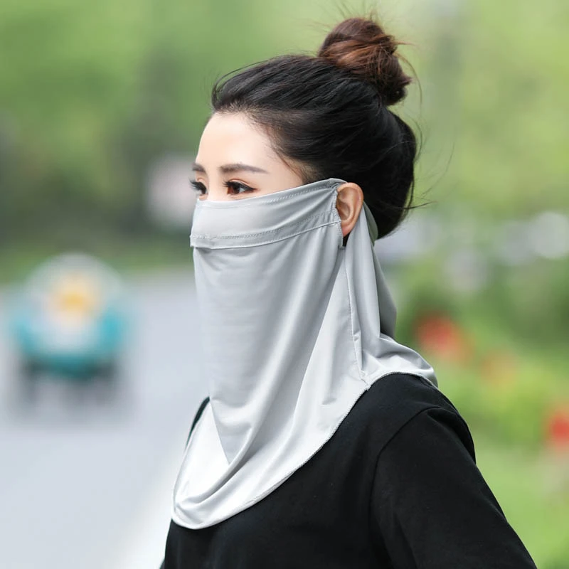 遮脸神器夏季防晒口罩女护颈脖面纱防紫外线围脖套薄款面部罩面罩