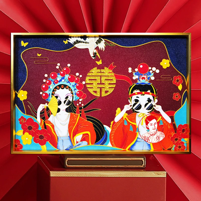 才子佳人国潮风景泰蓝掐丝珐琅画diy材料包 非遗手工新婚礼物釉料