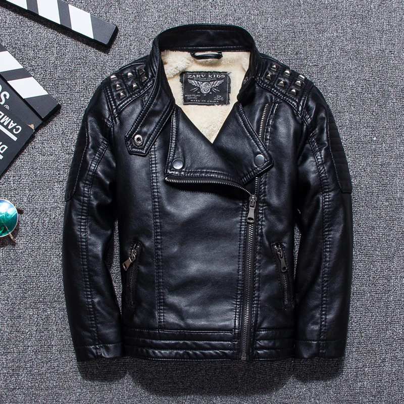 男女童皮衣2025秋冬款宝宝洋气加绒皮夹克小童加厚外套中大童冬装