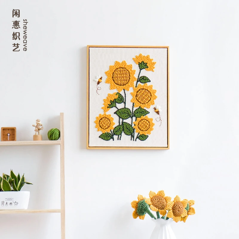 闲惠织艺俄罗斯戳戳绣向日葵手工DIY材料包解闷居家情侣戳戳绣