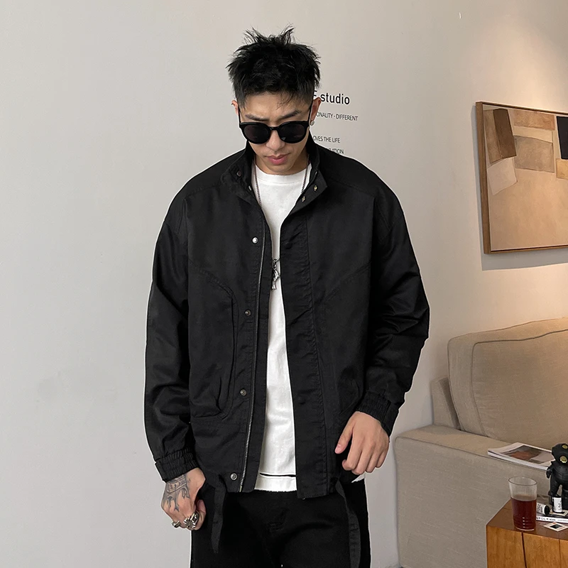 DF原创夹克男春秋韩版潮流宽松帅痞上衣潮牌百搭港风男士流行外套