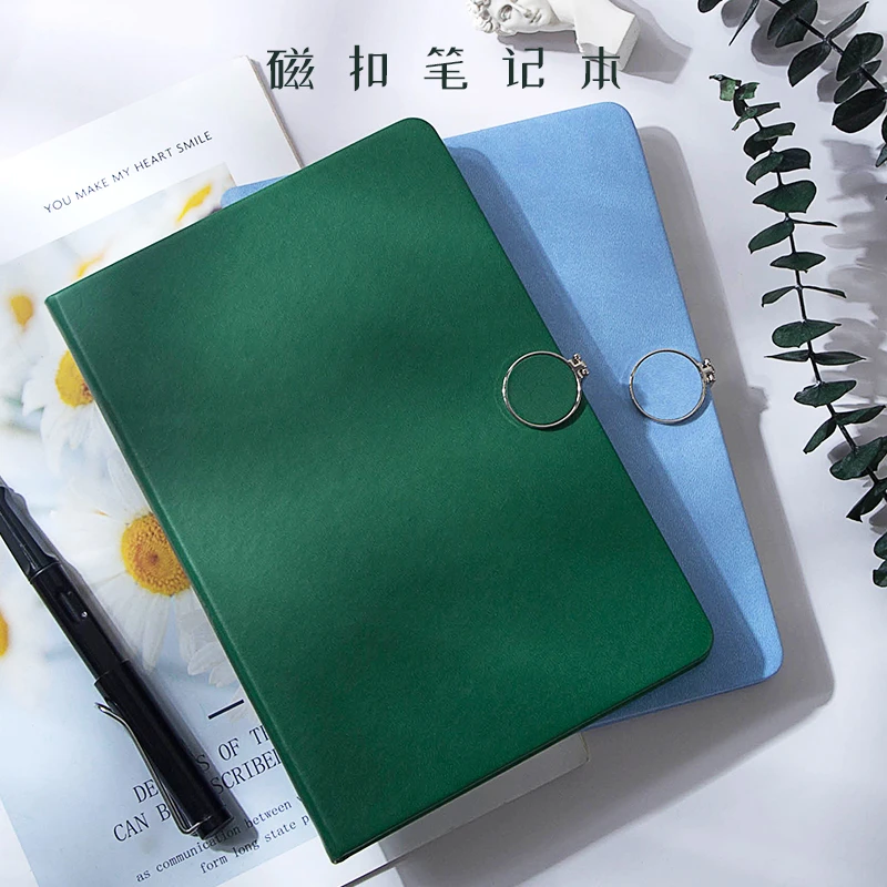 文艺精致圆磁扣记事本小清新复古搭扣笔记本学习工作会议记录本子